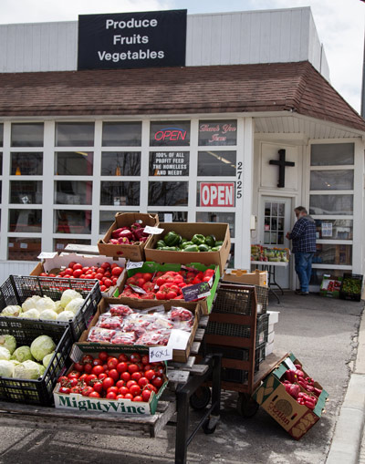 vegetable stand at corner market